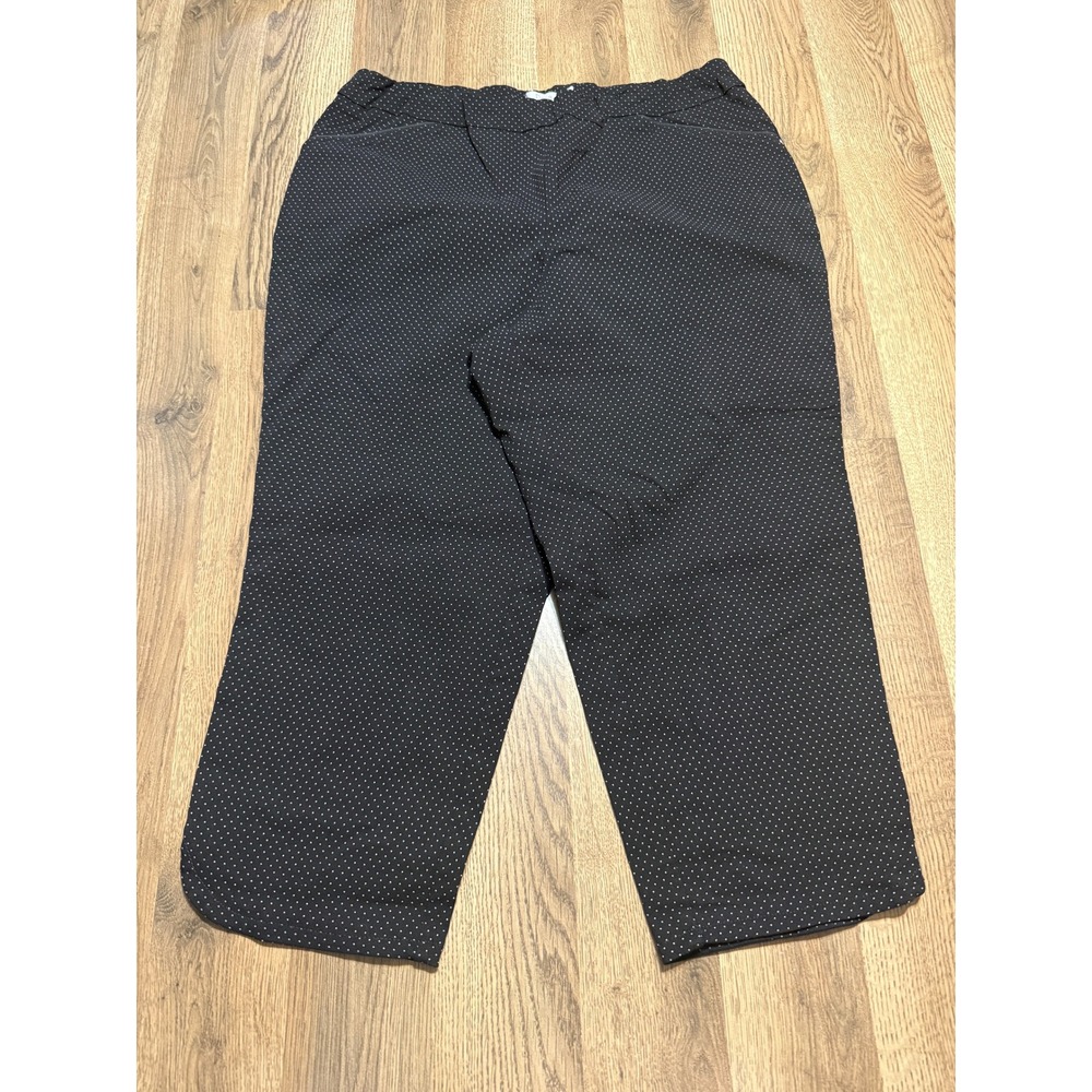 Dalia Pants Womens Size 14W Black Crop Pull On Stretch Trousers Polka Dot